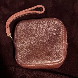 Shimmery Pink Leather Square Pouch